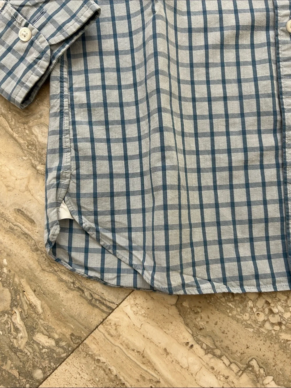 J. Crew Light Blue and White Checked Button-Down slim Shirt size small